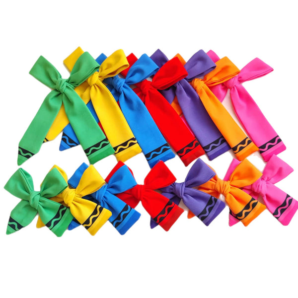 Pink Crayon Fabric Bow