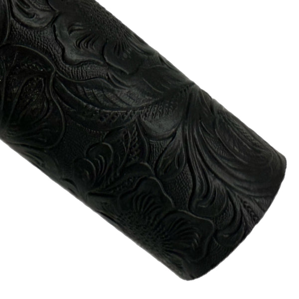 Black Embossed Faux Leather