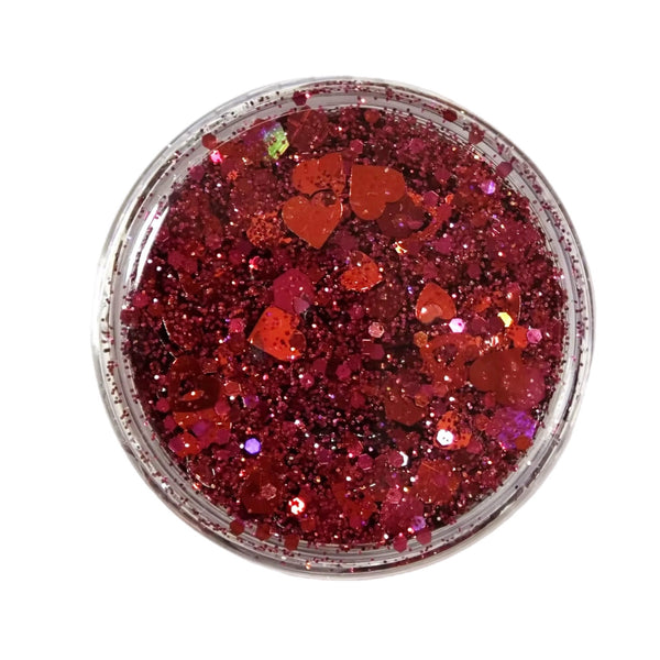 (Pre-Order) Red Heart Glitter Hair Gel