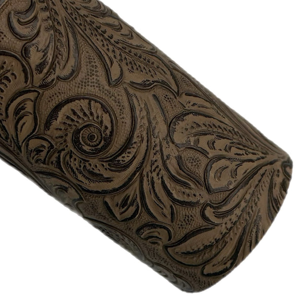 Brown Embossed Faux Leather