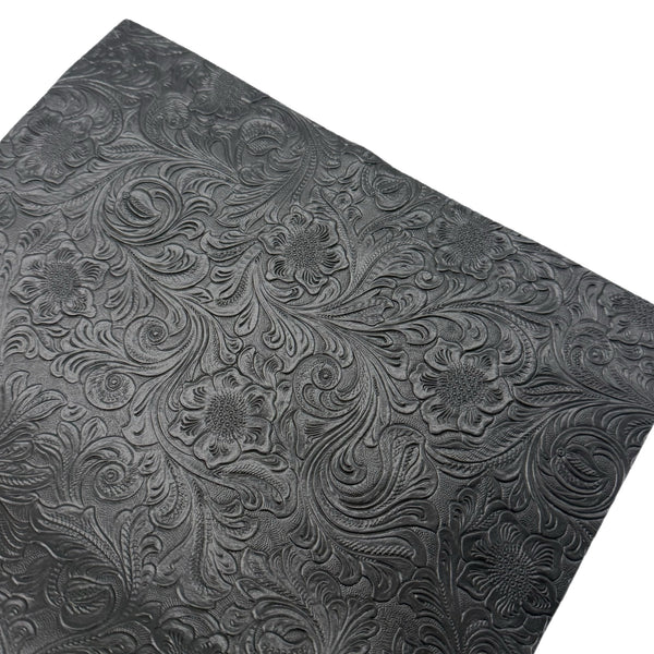 Black Embossed Faux Leather