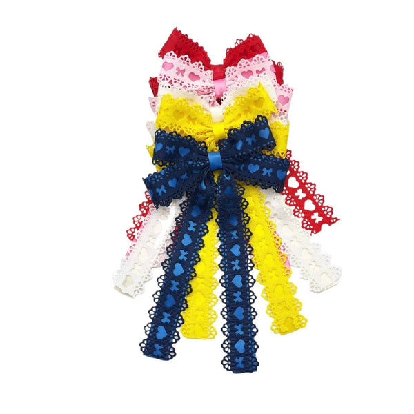 5.5in Red Lace Trim Ribbon Bow