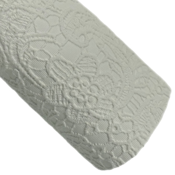 White Embossed Faux Leather