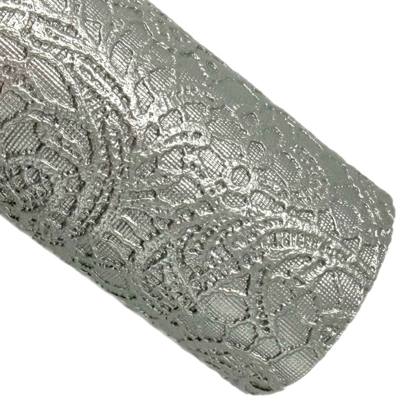 Silver Embossed Faux Leather