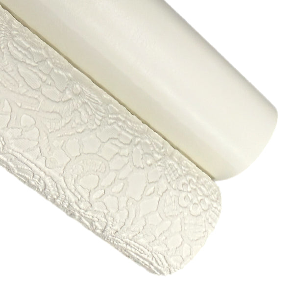 White Embossed Faux Leather