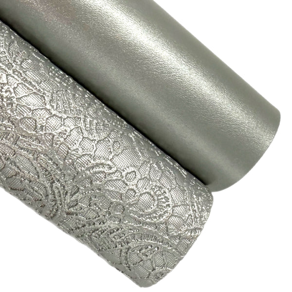 Silver Embossed Faux Leather