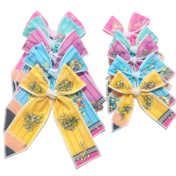 Pink Pencil Serged Edge Shaker Bow