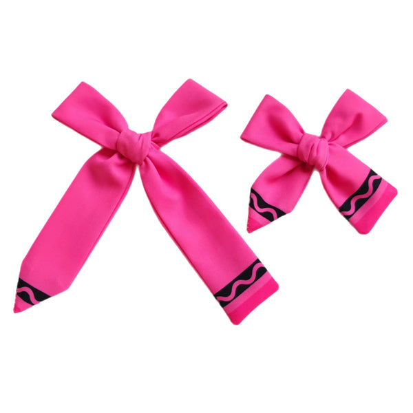 Pink Crayon Fabric Bow