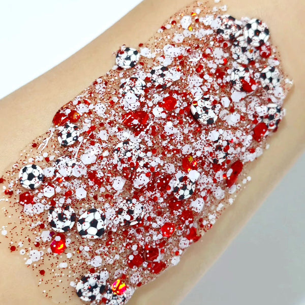 (Pre-Order) Red and White Soccer Soccer Glitter Hair Gel