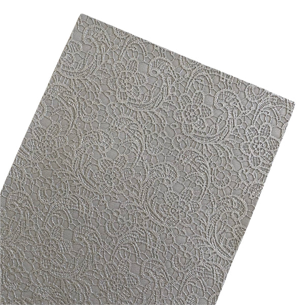 Silver Embossed Appliqué Lace Faux Leather