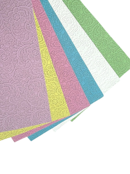 Green Embossed Appliqué Lace Faux Leather