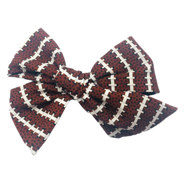 Football laces 5" Pre-Tied Fabric Bow