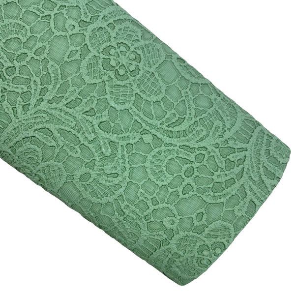 Jade Embossed Appliqué Lace Faux Leather