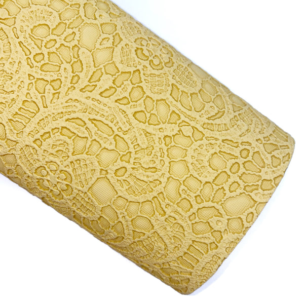 Dijon Embossed Appliqué Lace Faux Leather