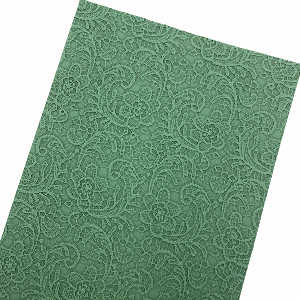 Jade Embossed Appliqué Lace Faux Leather