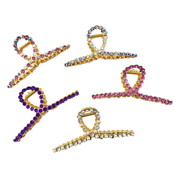 Rhinestone & Pearl Claw Clips